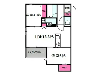 内代レジデンスノース(2LDK/2階)の間取り写真