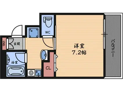 ロングアイランド尼崎(1K/3階)の間取り写真