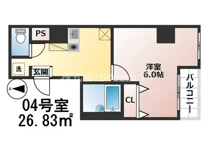 ヴィオラ鞍谷(1K/2階)の間取り写真