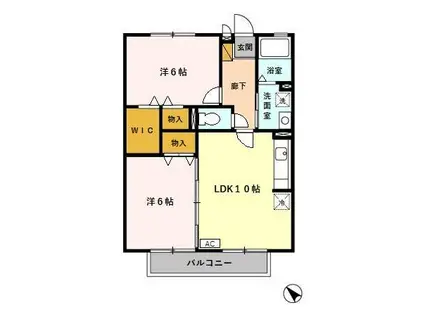 リビングタウン西寺方町(2LDK/2階)の間取り写真