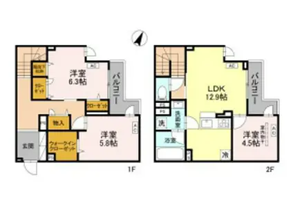 ラ・グリシーヌ・レーブ(3LDK/1階)の間取り写真
