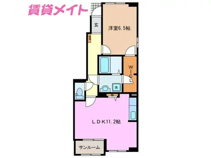 ラウレア B(1LDK/1階)の間取り写真