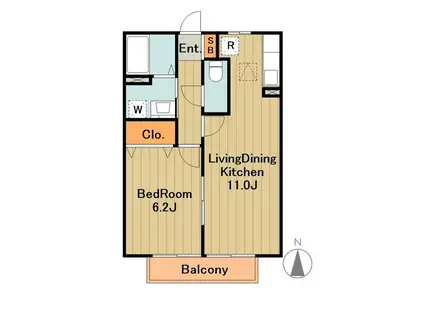 JR横浜線 橋本駅(神奈川) 徒歩12分 2階建 築24年(1LDK/2階)の間取り写真