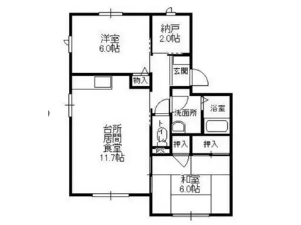 ミレニアム・タウン(2SLDK/1階)の間取り写真