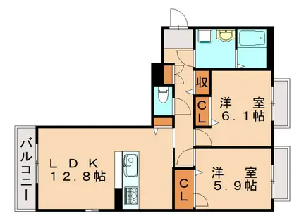 ヴェレ西神原(2LDK/2階)の間取り写真