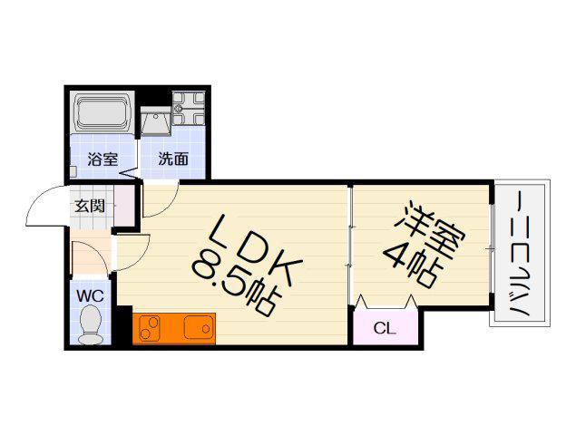 D PORTA CLAVEL(1LDK/2階)の間取り写真