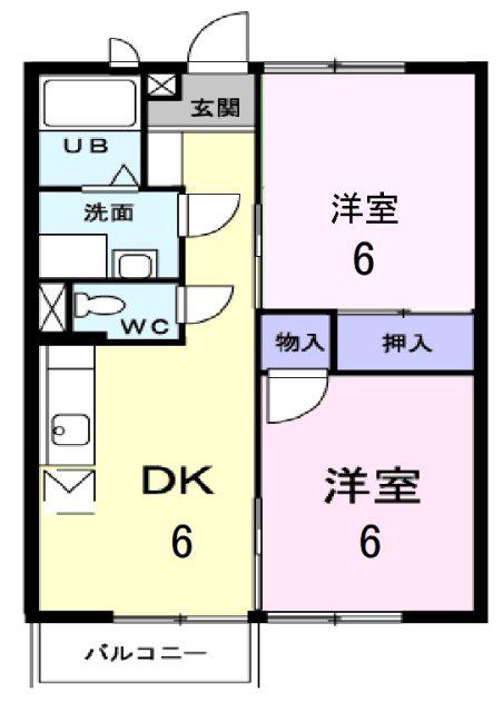 サンヒルズ志戸部B(2DK/2階)の間取り写真
