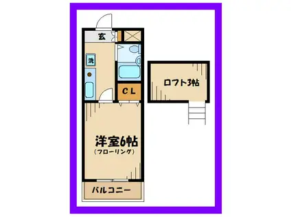 メビウスメルズ(1K/2階)の間取り写真