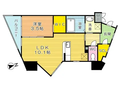 ウイングス重住(1LDK/4階)の間取り写真