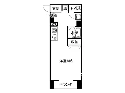 レアルディ(ワンルーム/2階)の間取り写真