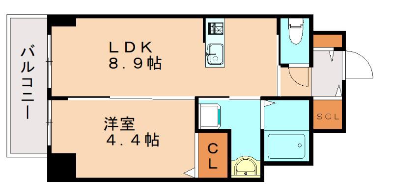 セラヴィ箱崎(1LDK/4階)の間取り写真