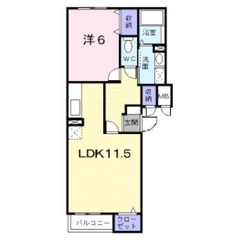 ジェルメ日乃出町(1LDK/3階)の間取り写真