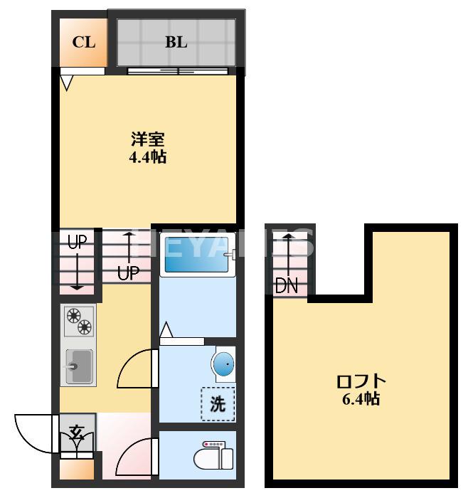 MODERN PALAZZO 小船越 SUNNY HILL(1SK/2階)の間取り写真