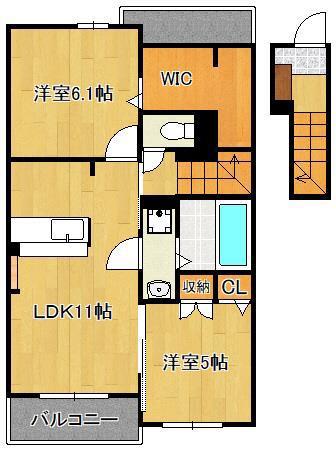 アド-ニス II(2LDK/2階)の間取り写真