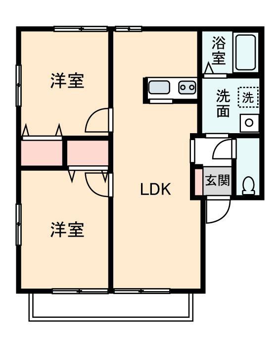 サニーコート B(2LDK/1階)の間取り写真