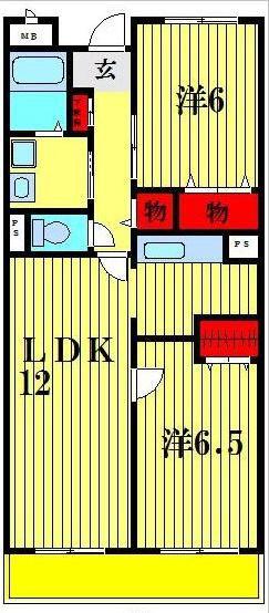 エンゼルヒルズ(2LDK/2階)の間取り写真