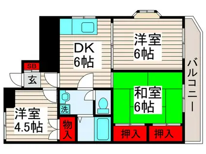 パークヒルズ入谷(3DK/2階)の間取り写真
