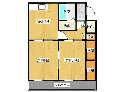ファミール(2DK/2階)の間取り写真