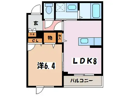 ENCHANTE 松本(1LDK/2階)の間取り写真