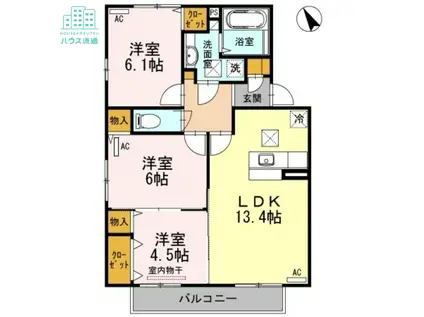 フォルビート B棟(3LDK/1階)の間取り写真