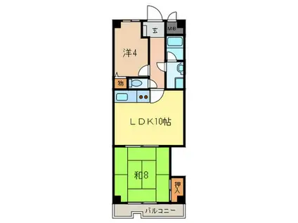 レジデンス大久保(2LDK/2階)の間取り写真