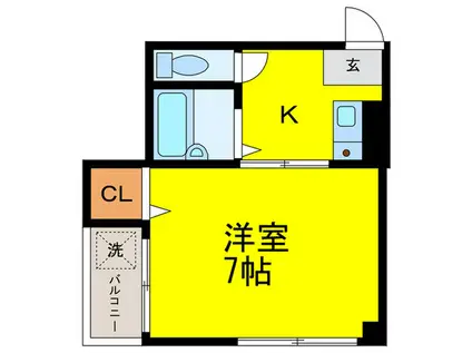 渡邉ハイツ(1K/5階)の間取り写真