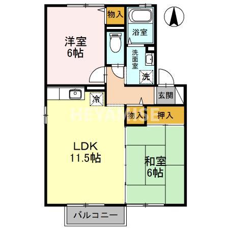 リリーズ96A(2LDK/2階)の間取り写真