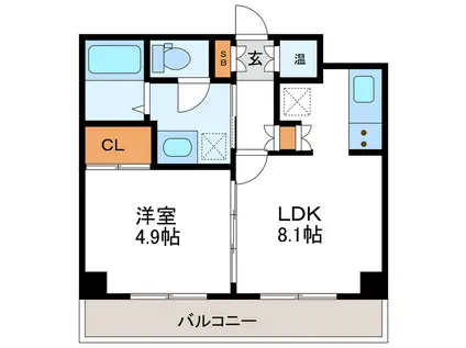 ホープ北21(1LDK/6階)の間取り写真