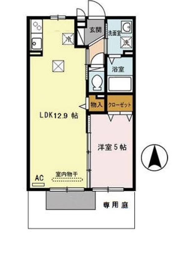 セジュールモナリエ篠山(1LDK/1階)の間取り写真