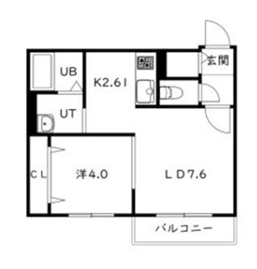 フェーラシュヴァル千歳II(1LDK/2階)の間取り写真