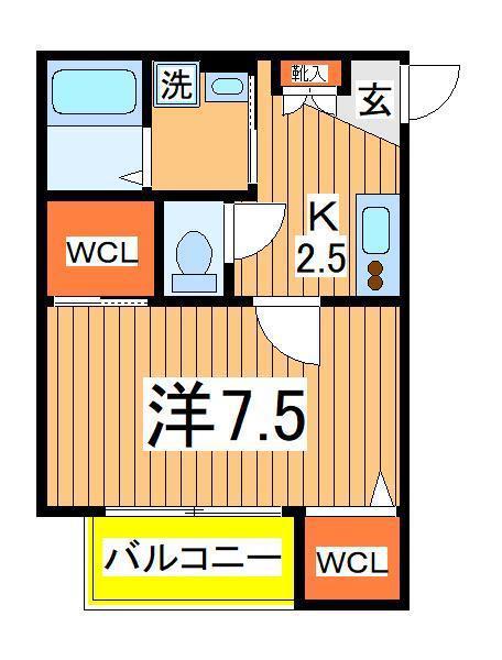 MQUARTO柏Ⅱ(1K/2階)の間取り写真