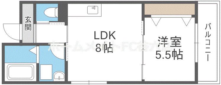 グランイニシオ都島(1LDK/5階)の間取り写真
