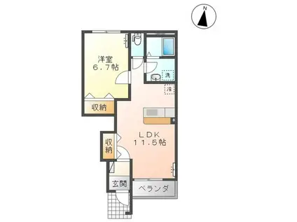 ガーデンハイム椿(1DK/1階)の間取り写真