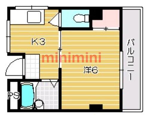 第2椿マンション(1K/3階)の間取り写真