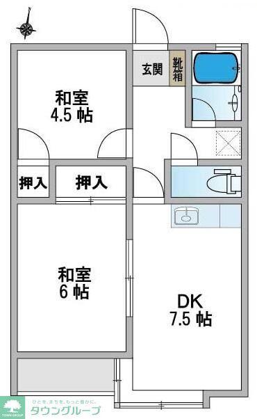 デュエット本太(2DK/2階)の間取り写真