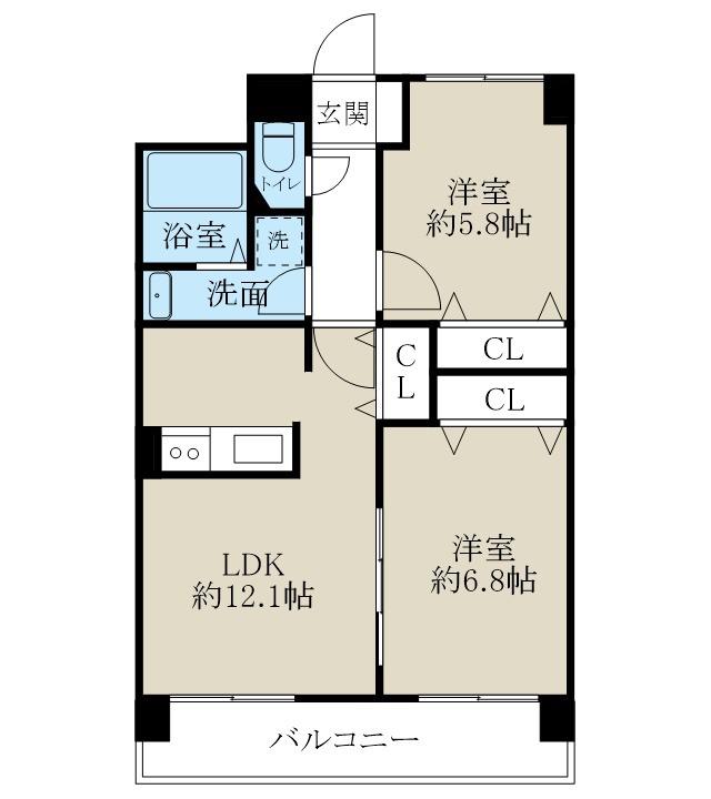 フェリシア鐙(2LDK/7階)の間取り写真