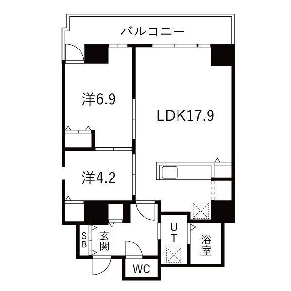 シティコート目黒2棟(2LDK/6階)の間取り写真
