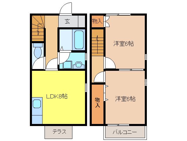 DUPLEX国王66(2LDK/1階)の間取り写真