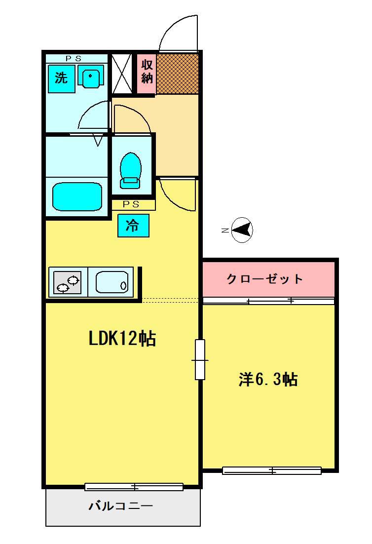 西武池袋線 富士見台駅 徒歩10分 3階建 築8年(1LDK/2階)の間取り写真