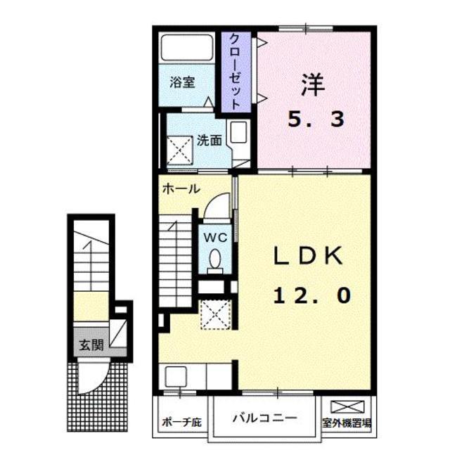スール ソレイユ ココル II(1LDK/2階)の間取り写真