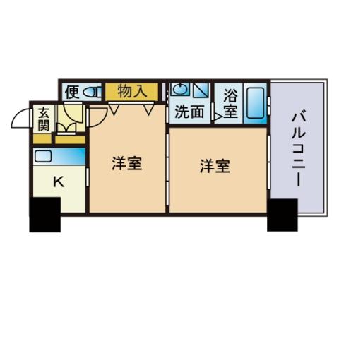 エンクレストNEO博多駅南(2K/2階)の間取り写真