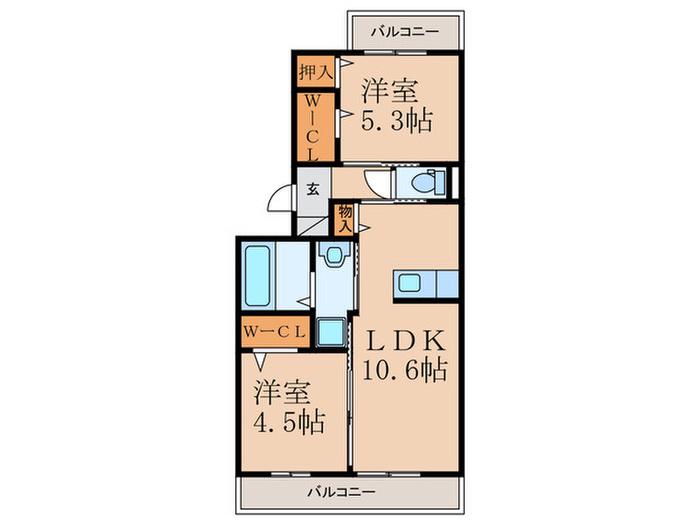 レガート(2LDK/1階)の間取り写真