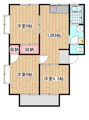 西江コーポ B(3LDK/2階)の間取り写真