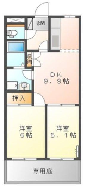 フェリシアSUZUKI(2LDK/1階)の間取り写真