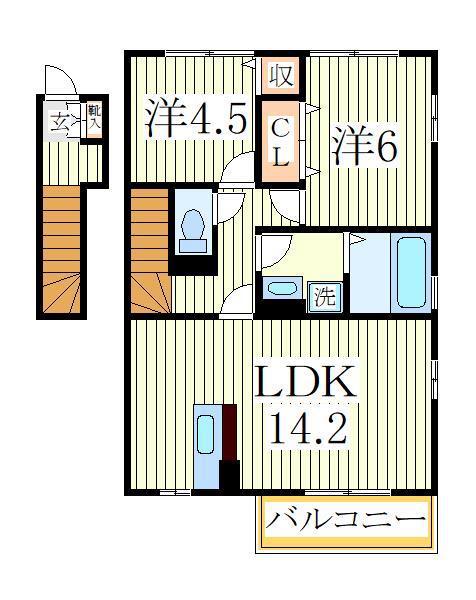 シティ オブ フレグランスII(2LDK/2階)の間取り写真