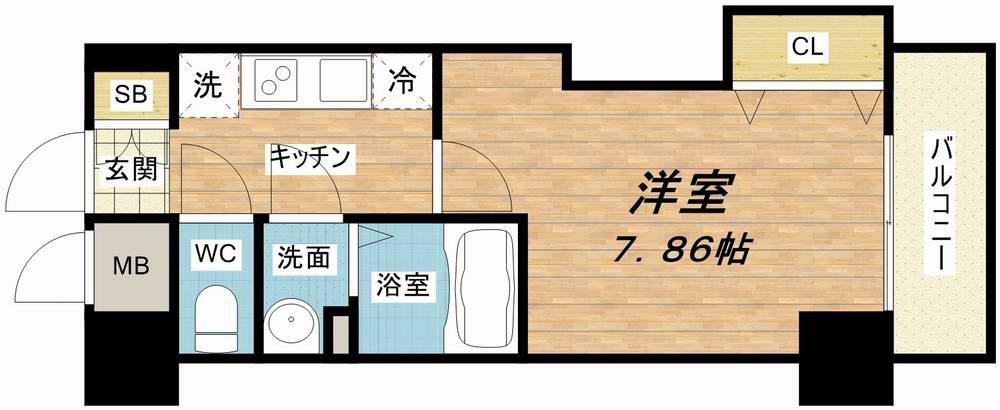 LUXE都島II(1K/5階)の間取り写真