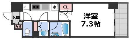ザ・パークハビオ谷町六丁目テラス(1K/12階)の間取り写真