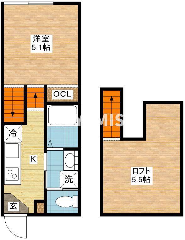 KIRA清水町(1SK/1階)の間取り写真