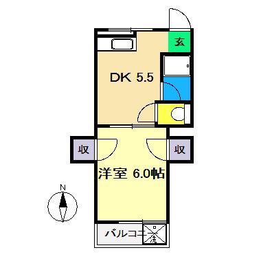 松浦マンション(1DK/3階)の間取り写真