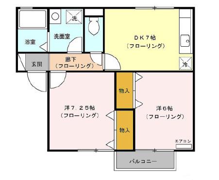 サンビレッヂA(2DK/1階)の間取り写真
